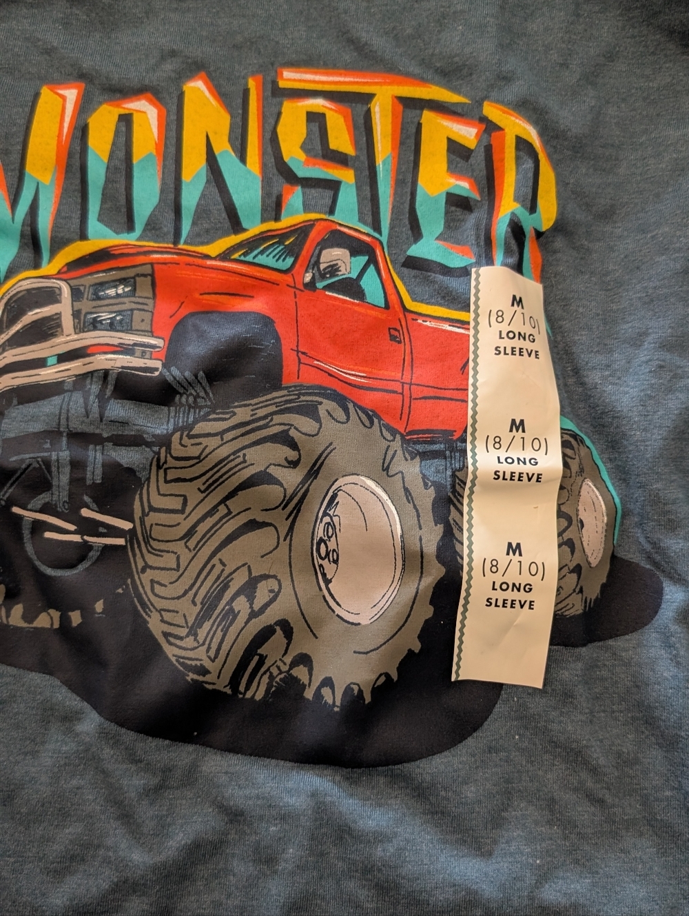 Monster Truck - new - Graphic Long Sleeve Tee - Blue - Kids Size 8/10